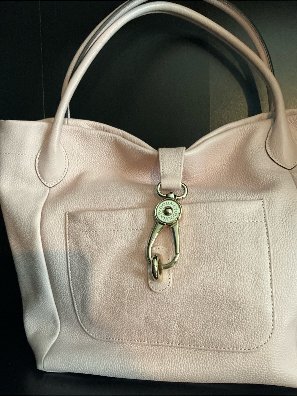Dooney & Bourke Light Pink Leather Shoulder Tote with Signature Clasp